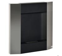 LIA Cheminée à bioéthanol murale avec réservoir de 0,7 L et portée de 20 m², acier, 72 x 11 x 72 cm, argent et noir