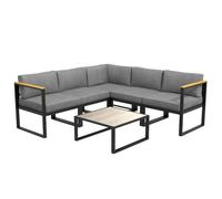 LIA Ensemble Salon de Jardin d'angle extérieur Design Contemporain 6 pièces pour 5 personnes - en aluminium, grand confort