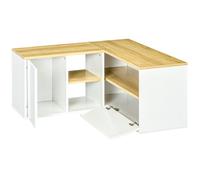 LIA Meuble TV angle 40' rangements aspect bois clair/blanc