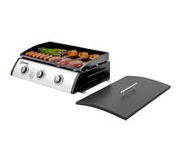 LIA Plancha gaz 3 brûleurs 7,5 kW, surface cuisson 61 x 35,5 cm avec couvercle, gaz liquéfié/propane, 63 x 47 x 25 cm noir