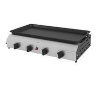 LIA Plancha gaz en acier inox émaillé 4 brûleurs 9,6 kW antiadhésive grande surface de cuisson 73L x 34l cm, transportable