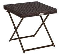 LIA Table basse pliable de jardin style cosy chic dim. 40L x 40l x 40H cm acier résine tressée imitation rotin marron