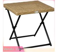 LIA Table basse pliable de jardin style cosy chic dim. 40L x 40l x 40H cm métal époxy résine tressée bois naturel
