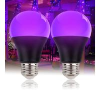 LIAISIMI 10W UV ampoule de lumière noire avec éclairage violet, E27 ampoule de nuit noire 395nm lumière noire pour la peinture de corps, anniversaire d'enfant, Halloween, fête (2, black)