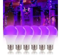 LIAISIMI 10w UV ampoule de lumière noire avec éclairage violet, E27 ampoule de nuit noire 395nm lumière noire pour la peinture de corps, anniversaire d'enfant, Halloween, fête (6, white)