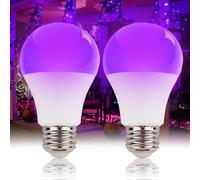 LIAISIMI 10w UV ampoule de lumière noire avec éclairage violet, E27 ampoule de nuit noire 395nm lumière noire pour la peinture de corps, anniversaire d'enfant, Halloween, fête (2, white)