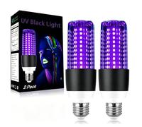 LIAISIMI Lot de 2 Ampoule Lumiere Noire E27 15W, 395-400nm UVA, Lumiere Noire Ampoule, Ampoule UV Black Light pour Peinture Corporelle, Halloween, Bar, Fête, Discothèque