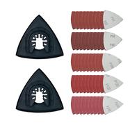 LIANCHEN 52 pièces Delta Patin de Ponçage Multi outil Accessoires pour Patin de Fixation triangulaires universels 80 mm Livré avec 5 types de papier de verre Polissage du bois du métal des meubles