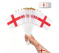 LIANRISES 30Pièces Drapeau à Main Angleterre (14x21cm) &30Pages Tatouage Drapeau Angleterre, pour Saint-Georges, Coupe du Monde,Compétitions Sportives,Défilé Célébration,Bar,Décor de Fête de Football