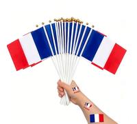 LIANRISES 30Pièces Petit Drapeau Francais(14x21cm) & 30Pages Tatouage Drapeau France, pour Coupe du Monde,Tournoi Six Nations,Rugby,Carnaval,Fêtes Nationales,événements Sportifs,Décoratifs D'extérieur