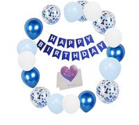 LIANRISES Ballons Anniversaire Ballon Bleu Ballon Bleu Et Blanc Decoration Anniversaire Bleu Banderole Joyeux Anniversaire Joyeux Anniversaire Decoration