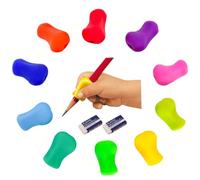 LIANRISES Guide Doigts Ecriture Enfant - 10 Pièces Aide Ecriture Silicone Pour Adultes Et Enfants - 2 Pièces Gomme Incluses