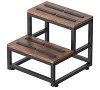 LIANTRAL Marchepied à 2 marches pour adultes et enfants, cadre en acier robuste avec marches en bois, repose-pieds de chevet avec capacité de charge de 226,8 kg, marchepied antidérapant pour lit haut