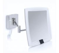 Libaro Miroir cosmétique LED Vérone - Miroir carré grossissant 5X avec capteur et Fixation Murale - Miroir de Maquillage avec éclairage LED Automatique, Bras articulé Extensible et câble Blanc