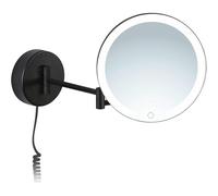 Libaro Ravenna Miroir de Maquillage Grossissant x7 Lumineux à LED avec Fixation Murale, Variateur d'Intensité Tactile - Miroir Maquilleur Rond avec Lumière pour Salle de Bain (Noir)
