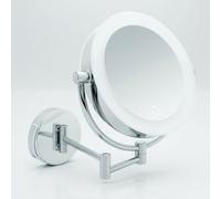 Libaro TOKYO XL Miroir de Maquillage Grand à Piles et avec Câble USB Grossissant x3 / x7 Lumineux à LED avec Fixation Murale et Variateur d'Intensité Tactile, Miroir Maquilleur Rond pour Salle de Bain