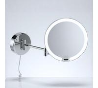 Libaro Vittoria Miroir grossissant mural avec LED - Miroir de maquillage rond 7X avec capteur et atténuateur - Bras extensible en métal chromé, câble blanc