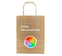Libergrafic Sacs en papier kraft personnalisés avec poignées Sac en papier personnalisable avec le logo de votre entreprise, très résistants… (Kraft, 24x12x32)