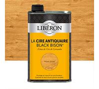Libéron Cire Antiquaire Black Bison Liquide, Noyer Blond, 0,5L | A base de cire de Carnauba, Protège et nourrit en profondeur, Sublime le bois d'une patine durable