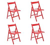 Liberoshopping Chaise Pliante Peu encombrante en Bois de Luxe coloré Set DE 4 (Rouge)