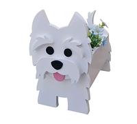 LIBOOI Pot de fleurs pour chien, pot de fleurs pour plantes d'extérieur, West Highland Terrier, cadeau pour femme, homme, amoureux des chiens, pot de rangement pour décoration de jardin, cactus,