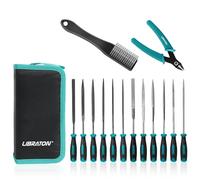 LIBRATON 14 Pièces Lime à Aiguille, 6 Limes de Bijoutier, 6 Limes en Acier | Lime à Aiguille pour Métal, Bijoutiers et Bois, Limes Petit avec Pince Coupante, Brosse en Acier, Sac à Outils