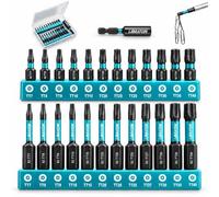 LIBRATON 25 Embouts Torx de Sécurité (T7-T40), Embouts Magnétiques | Tournevis Inviolable Bit en Acier S2, avec Porte Embouts Magnétique et Boîte de Rangement, 2.5cm et 5.1cm