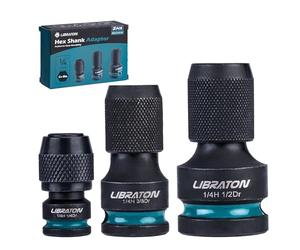 LIBRATON Adaptateurs Carré à 1/4" Hexagonal, 1/2", 3/8", 1/4" Femelle Douille Vers Adaptateur Hexagonal 1/4", Adaptateurs de hocs, Porte-embouts à Impact, Mandrin à Libération Rapide, Cr-Mo