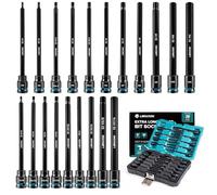 LIBRATON ouille Embouts Hex Longues Entraînement 3/8" | Douilles Hexagonales à Impact, Douilles à Tête en Acier Allié S2, 20 pour llen, Métriques & SAE, Hex Longues 6"