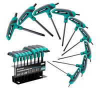 LIBRATON Jeu de Clés Torx à Poignée en T, Clé Torx à Étoile T10-T50 | Conception à Deux Pointes, Adaptée Aux Vis Torx, Bricolage, Outil de Réparation de Vélo, 9 Pièces avec Support de Rangement