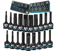 Ensemble de clés à douille avec embouts Torx et clés hexagonales LIBRATON, 1/2", qualité professionnelle, acier S2