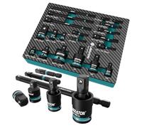 LIBRATON Lot de 20 Adaptateurs de Douille, Adaptateurs de Douilles à Chocs | avec Réducteur de Douille Cr-V, Joints Universels Cr-Mo, Adaptateur Porte Douille Cr-V, Boîte XPE, pour Réparation Auto