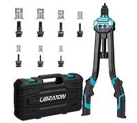 LIBRATON Pince a Insert, 16" Pince a écrous à Rivet, Kit professionnel | Outil à riveter avec 70 écrous et 7 mandrins métriques, facile à remplacer, avec étui de transport