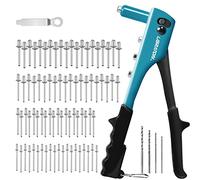 Libraton Riveteuse Manuelle Pince à Riveter Ensemble Interchangeables avec Rivets 80 Pièces pour 4 Types de Rivets HSS Forets Riveter pour Automobile, Chemin de Fer, Meubles, Instrument