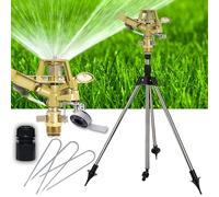 LIBRNTY Arroseur sur Trépied,Arroseur Oscillant,Pistolet arrosage Jardin,Arroseur de Jardin sur trépied télescopique en Laiton,Rotatifs Automatiques À 360 Degrés pour Cour, Jardin, pelouse (Vert)