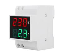 LICAEVEY Compteur DIN Rail AC Monophasé, Voltmètre à Double Affichage LED, | Double affichage pour le courant et la tension, lecture claire du tube LED de 0,5 pouce, précision de ± 1 %, matériau