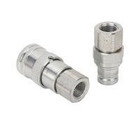 LICAEVEY Coupleurs Rapides Hydrauliques à Face Plate, Raccords Rapides NPT 3/8" avec Verrouillage à Douille pour Pelle Haute Pression, Coupleurs en Acier au Carbone, Lot de 2 Pièces pour Chargeuse