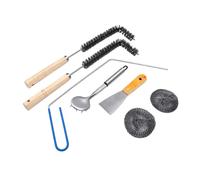 LICAEVEY Kit de Brosse de Nettoyage pour Friteuse pour Friteuse Commerciale | 2 brosses en forme de L, 1 grattoir, 1 tige de nettoyage, 1 porte-brosse, 2 billes de laine d\'acier