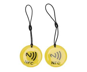 LICAEVEY Paquet de 10 étiquettes Porte-Clés NFC NTAG213, Porte-Clés Pmable pour et IOS, époxy Durable avec Cordon élastique pour et Sacs