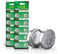 LiCB Lot de 20 piles boutons alcalines LR1130 AG10 1,5 V pour montre
