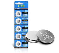 LiCB Lot de 5 piles CR1220 au lithium 3 V (CR 1220/piles CR1220/DL1220/ECR1220) pour montres, télécommandes, lumières LED, appareils électroniques, jouets e voiture, balances.