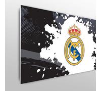 Licensed Décor Tête de lit réglable Real Madrid - 100 cm (l) x 75 cm (H) - Blason Complet sur Couleur éclaboussures - Noir et Gris