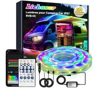 Lichaser Bande LED 12V Camping Car, Lampes éclairage pour Camping Car (5M) | IP67 RGB+IC avec Application et Télécommande, Convient pour l'éclairage Intérieur et extérieur des Caravanes de Camping-car