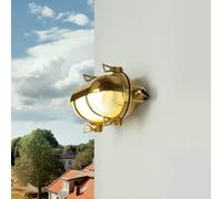 Licht-Erlebnisse Applique extérieure laiton verre IP64 entrée terrasse l:21 cm E27 cannelure lampe bateau Maritim Rustikale Außenwandlampe Garten SKIATHOS