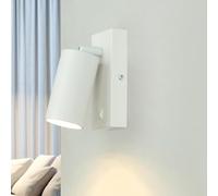 Licht-Erlebnisse Applique murale avec interrupteur en métal GU10 H : 14 cm réglable rotatif blanc lampe murale intérieure lampe de lecture lit canapé spot