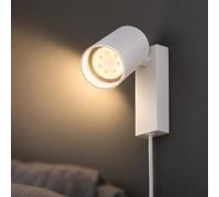 Licht-Erlebnisse Applique murale avec interrupteur et prise, applique GU10, blanc-or, orientable, ciblée, chambre à coucher, salon, spot, projecteur, applique murale orientable