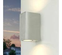 Licht-Erlebnisse Applique murale d'extérieur GU10, Up Down lampe d'extérieur, argent, IP44, résistant aux intempéries, L:6,8 cm, 2 flammes, maison, terrasse, balcon, moderne, lampe d'extérieur murale