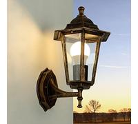 Licht-Erlebnisse Applique murale extérieure en aluminium et verre couleur cuivre antique IP44 pour jardin, profondeur 22,5 cm, culot E27, lanterne nostalgique verticale, éclairage extérieur PARIS