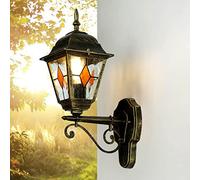 Licht-Erlebnisse Applique murale extérieure en aluminium et verre couleur or antique, IP44, pour cour et balcon, H:40 cm, E27, SALZBURG