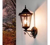 Licht-Erlebnisse Applique murale extérieure en aluminium et verre noir-cuivre IP44 pour terrasse et balcon L:20,3 cm E27 Lanterne Rustique Rétro Applique murale extérieure BRISTOL